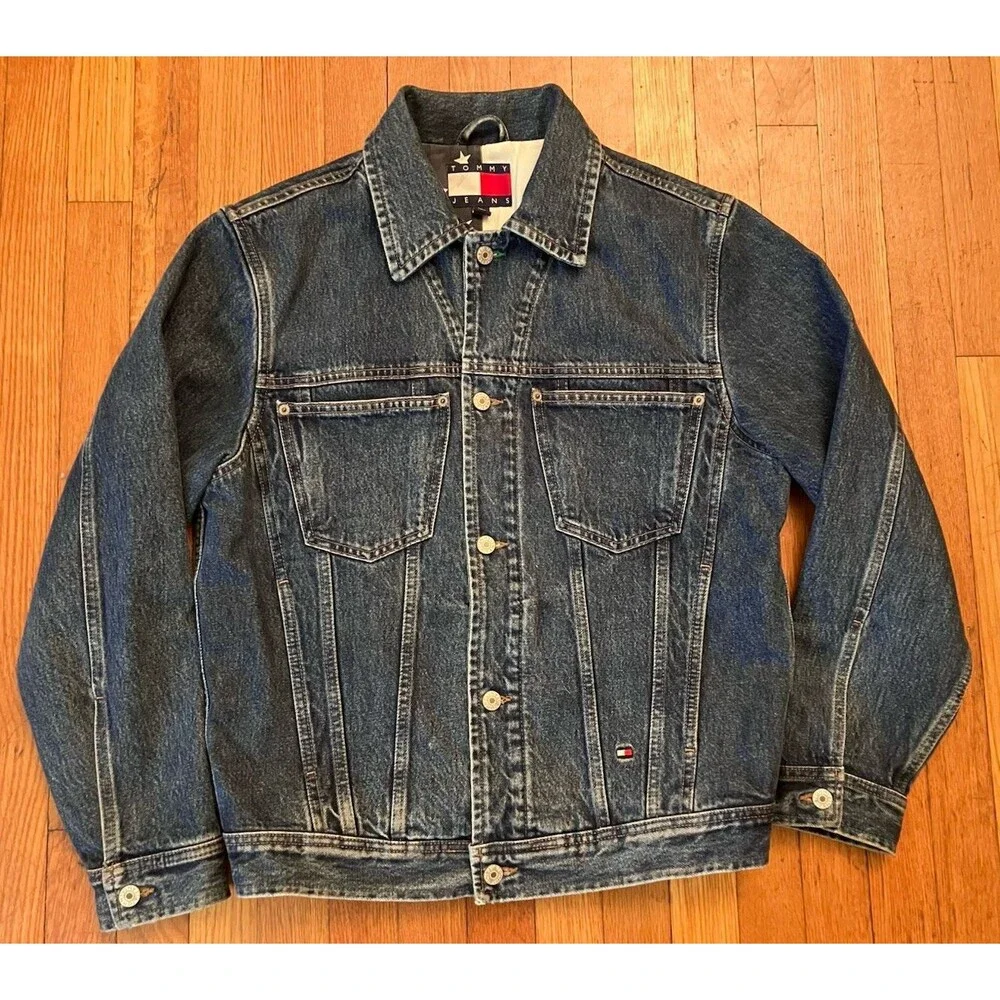 Vintage Tommy Hilfiger Jeans Big Flag Denim Jacket Stars & Stripes Lining XS / S
